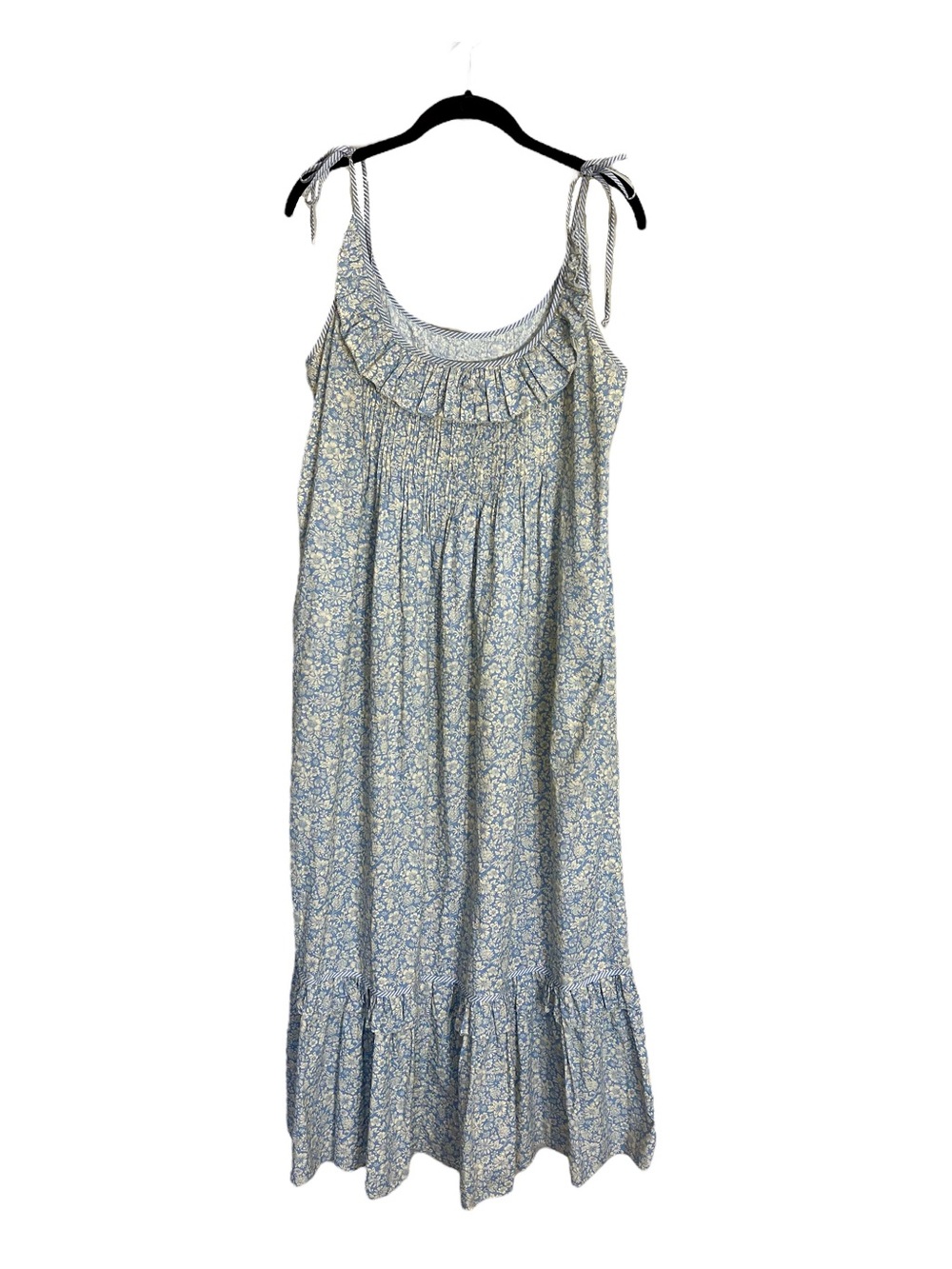 Christy Dawn Elaina midi dress daisy blue cotton tiered ruffle sz L prairie boho - Picture 2 of 16